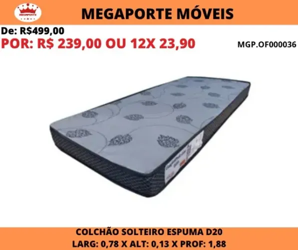 COLCHÃO SOLT 0.78 CM ESPUMA D20