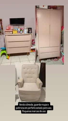 Vendo cômoda, guarda roupa e poltrona