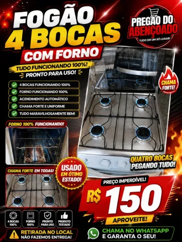Fogão quatro bocas funcionando perfeitamente