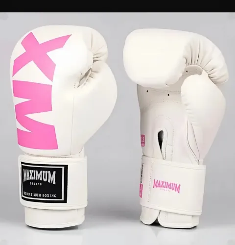 Luva de Boxe / Muay Thai Maximum 14 oz - Branca e Rosa