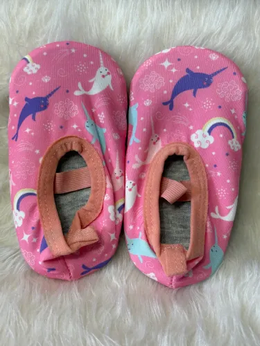 Sapatilha Aquática Rosa Unicórnio Infantil Antiderrapante Sapato