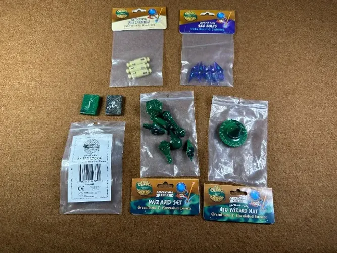 Dados de RPG Mago Bruxo Feiticeiro Polyhero WIzard Set Greenflame & Burnished Bronze