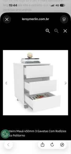 Gaveteiro Branco Leroy Merlin - 3 Gavetas com Rodinha criado mudo cômoda quarto