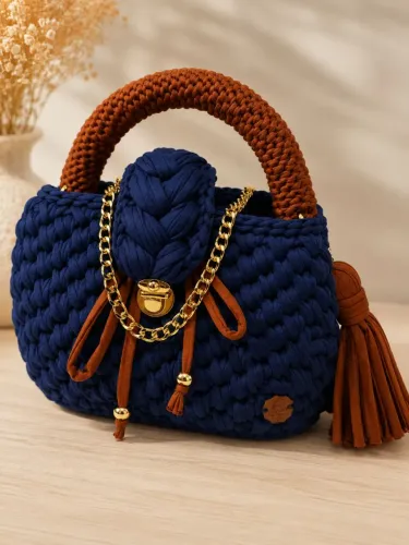 Bolsa de crochê Valeska de luxo mão, ombro e transversal
