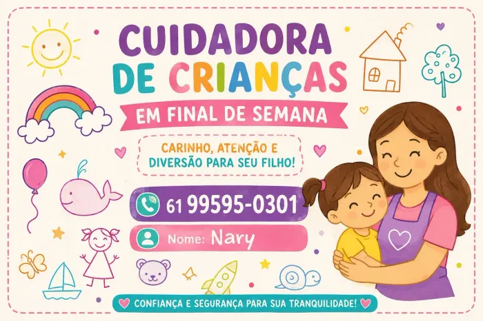 Cuido com Amor e Carinho. Sou cristã e estudo pedagogia(Educação infantil)