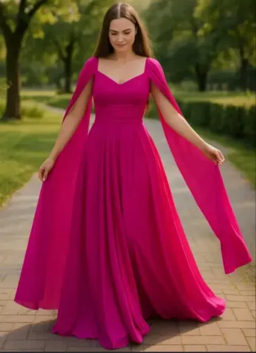 Vestido elegante longo marsala
