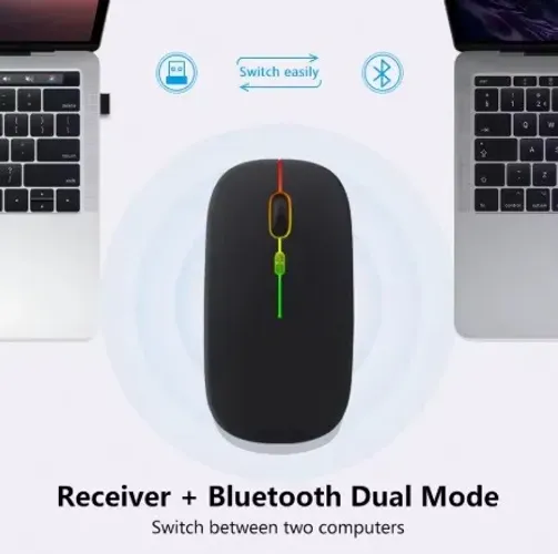 Mouse Bettdow Sem Fio Recarregável 1600DPI Dual Mode 2,4GHz Bluetooth