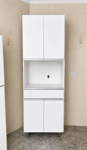 Paneleiro 4 Portas 1 Gaveta Branco - Espaço para Micro-ondas