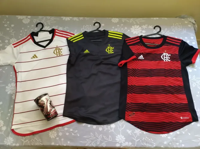 KIT 3 CAMISAS ORIGINAIS FEMININA FLAMENGO + BRINDE