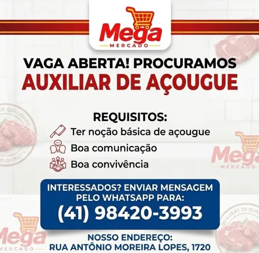 Vaga para auxiliar de açougue 