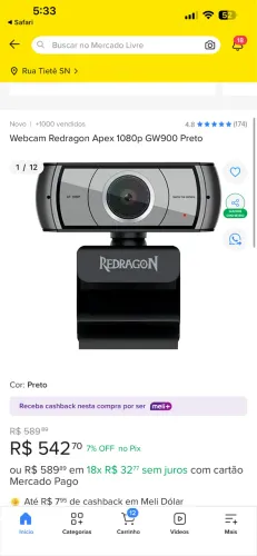 Webcam Apex Redragon