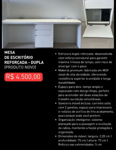 MESA DE ESCRITÓRIO E GAVETEIRO