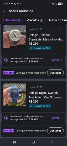 Lote 6 Relógios Masculinos Originais (Casio, Festina, Technos, Swatch, Croton)