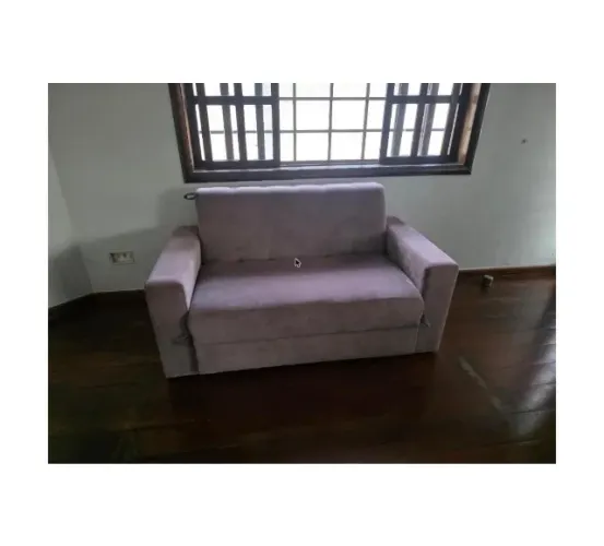 Sofá Cama Casal Rebatível Suede Fendi 2 Lugares Seminovo + 5 Almofadas de Brinde