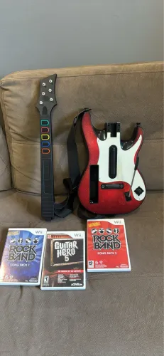 Kit Guitarra Guitar Hero para Nintendo Wii + 3 Jogos Originais!