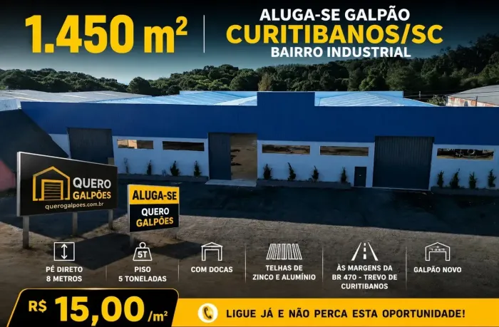 Galpões de 1.450 m2 Curitibanos sc Bairro Industrial