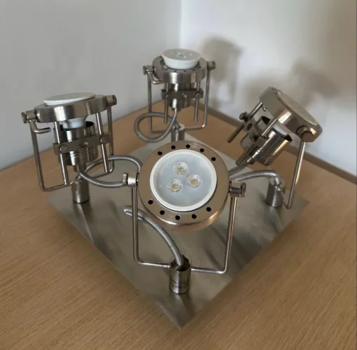 Plafon Spot Quadrado 4 Luzes Etna Nickel 22cm + Lâmpadas LED Inclusas!