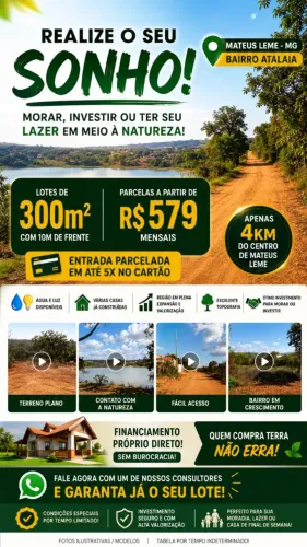 Lotes em Mateus Leme 579mês entrada parcelada