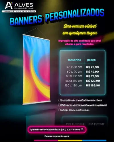 BANNERS PERSONALIZADOS: SUA MARCA VISÍVEL EM QUALQUER LUGAR!