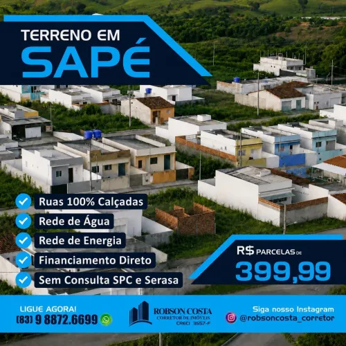 Terreno em Sapé, Pronto para Construir 