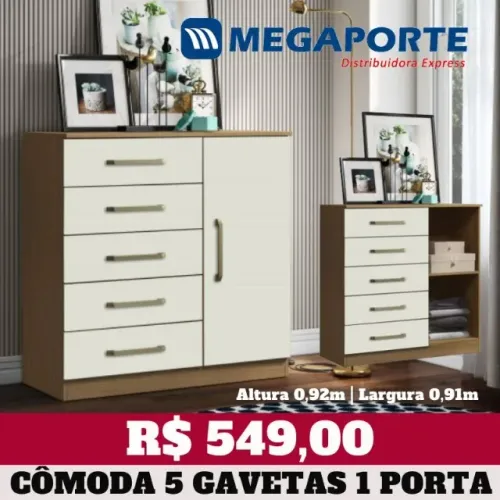 Cômoda Sapateira 5 Gavetas 1 Porta (Novo) Entrega Grátis!