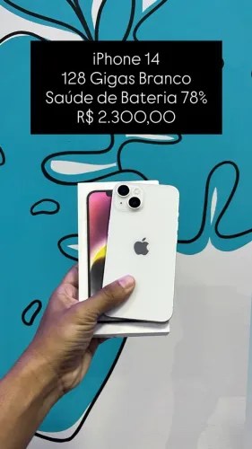 Seminovo: iPhone 14 128GB Branco - Bateria 78% | Loja Fisica