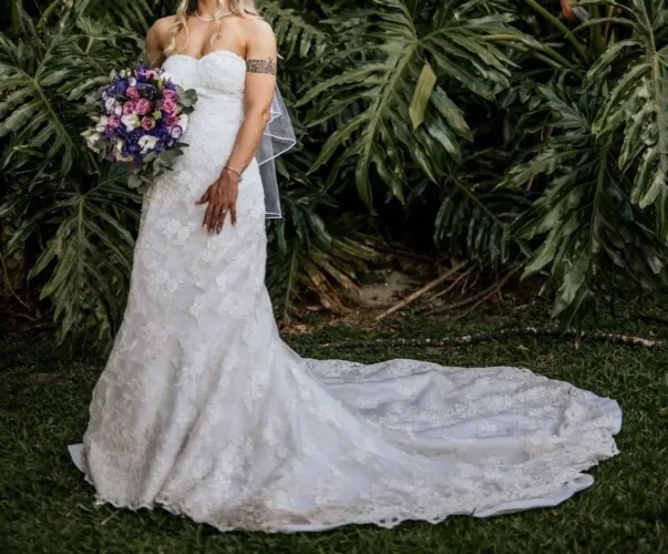 Vestido de noiva black tie renda italiana tamanho 38