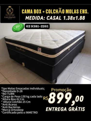 Cama casal + Colchão Molas ensacadas na Promoção 899 Entrega Grátis 