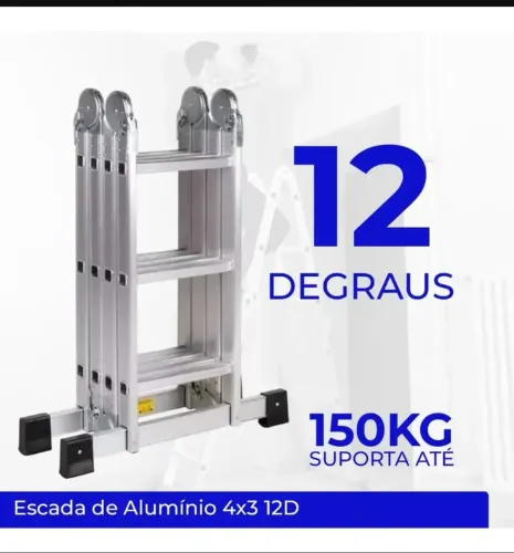 Escada Articulada de Alumínio. 12 Degraus