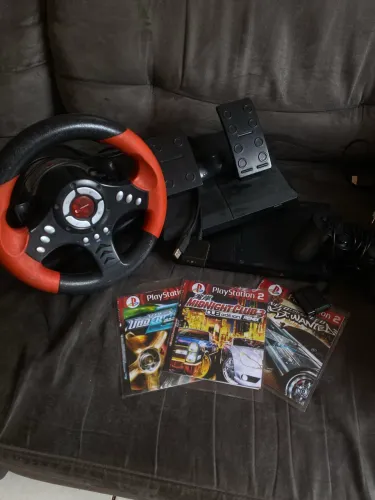 Ps2 conservado Com Volante e pedal e jogos