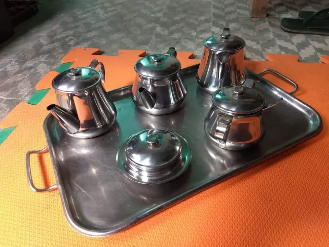 Conjunto café / chá inox antigo 