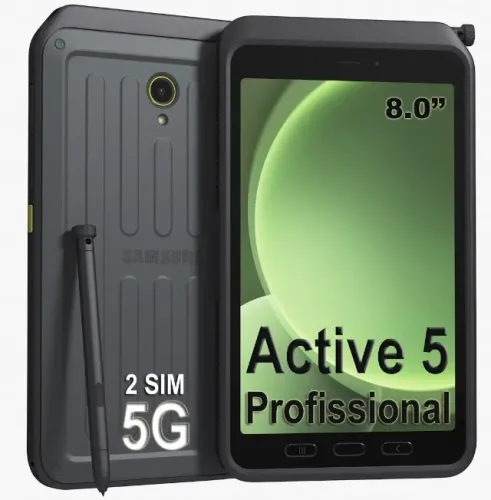 Galaxy Tab Active 5 128GB 8.0" Dual 5G+Wi-Fi, Bluetooth, GPS, Novíss, Caixa, NF, Gar, Troc