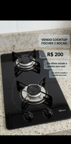 Cooktop Fischer 2 Bocas Vidro Temperado Preto - Ótimo Estado