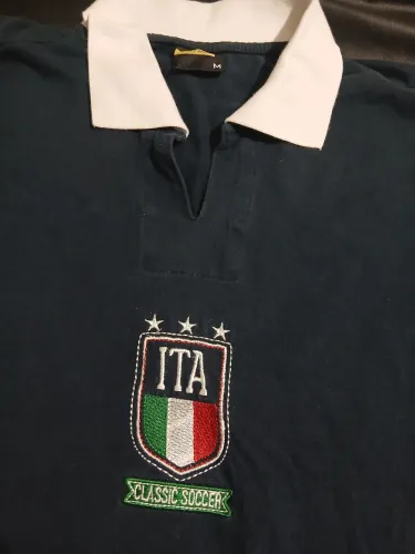 Camisa Polo Retrô Itália Manga Longa Azul Marinho N° 21 Pirlo - 