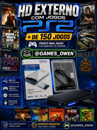 HD com jogos Playstation 2
