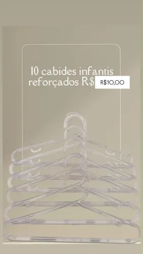 10 Cabides infantis de acrílico reforçados 