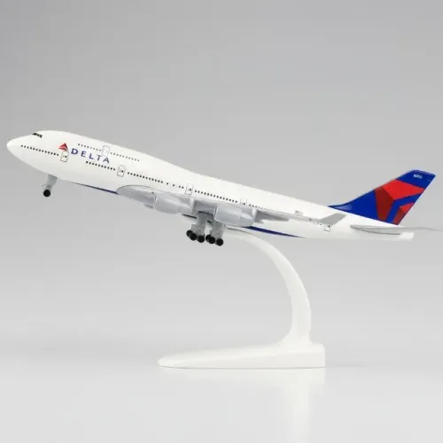 Miniatura Avião Delta Airlines Boeing 747 - 20cm -  Metal - Rodas (Trem De Pouso) - Suport