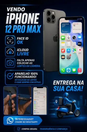 Vendo iphone 12 pro max, apenas tela trocando mais tudo ok face id ok