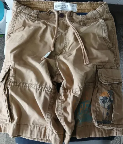 Bermuda Aeropostale Tam 30 Bege com Bolsos Laterais e Atrás com Botoes