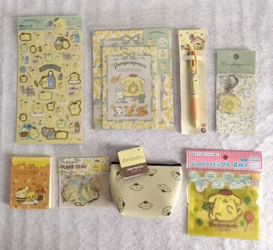 Kit de Papelaria Sanrio Pompompurin Original Japão (8 itens)
