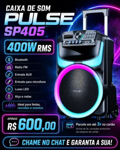 Caixa de Som Pulse Burst SP405 400W RMS ? R$ 599,00