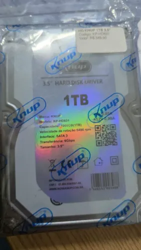 HD 1TB KNUP SATA 3 (3.5") - Novo na Embalagem