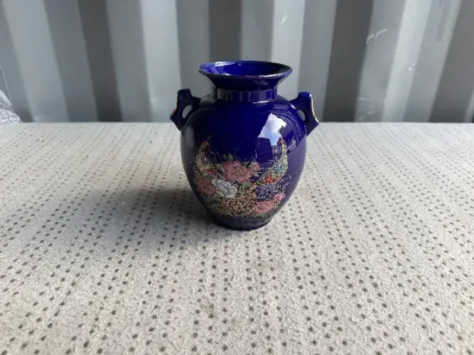 Vaso Decorativo Japonês Vintage com Pavão