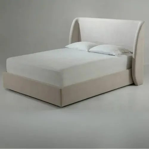 Cama EstofadaCom Cabeceira Aurora - Linho Texturizado Cinza