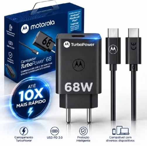 Carregador turbo Power original Motorola Tipo C