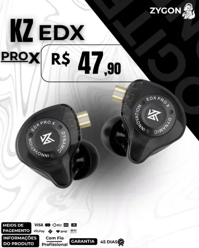 [NOVO] Fone de Ouvido KZ EDX PRO X Profissional - Garantia 45 Dias