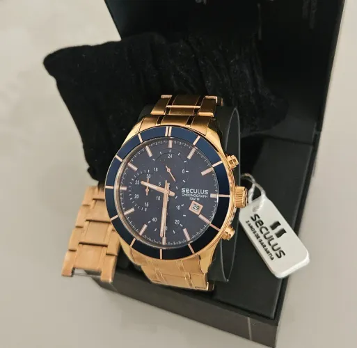Seculus 23600GPSVRA3 Cronógrafo Azul/Rosé 46mm Completo