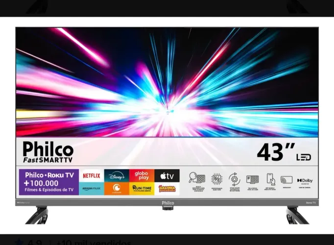 Smart Tv 43 Philco P43vik Roku Led Dolby Audio Wi-fi Hdmi Hdr Full Hd 110/220v