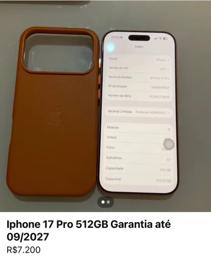 iPhone 17 pro 512 GB LARANJA
