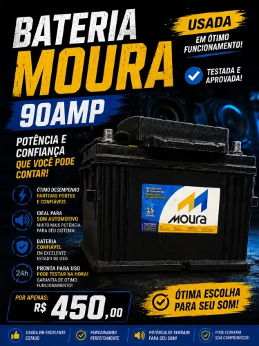Bateria Moura 90A P/ Som Automotivo 